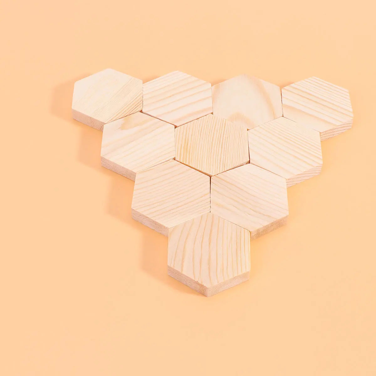 

10 PCS Polygonal Wood Blocks Tags Minimalist Home Decor Kids Hexagonal Boards for Crafts Rustic Retro Small Honeycomb