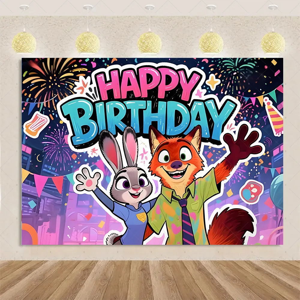 ديزني زوتوبيا موضوع زينة حفلة عيد ميلاد عدد بالون جودي نيك خلفية راية كعكة توبر لوازم الحفلات هدايا الأطفال