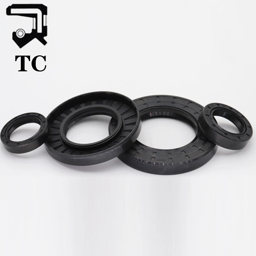 TC TG4 47/48/50/52/53/55/57mm ID Black Nitrile Rubber NBR Grooved Lip Spring Gasket Ring Sealing Radial Shaft Skeleton Oil Seal