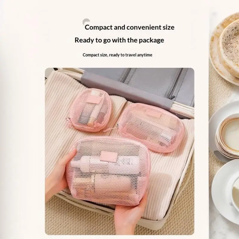 Mehrzweck-Make-up-Tasche aus atmungsaktivem Netzstoff mit Reißverschluss, Netzbeutel für Damen, Reise-Toilettenartikel-Organizer für Lippenstift und Hautpflege – Detail 16
