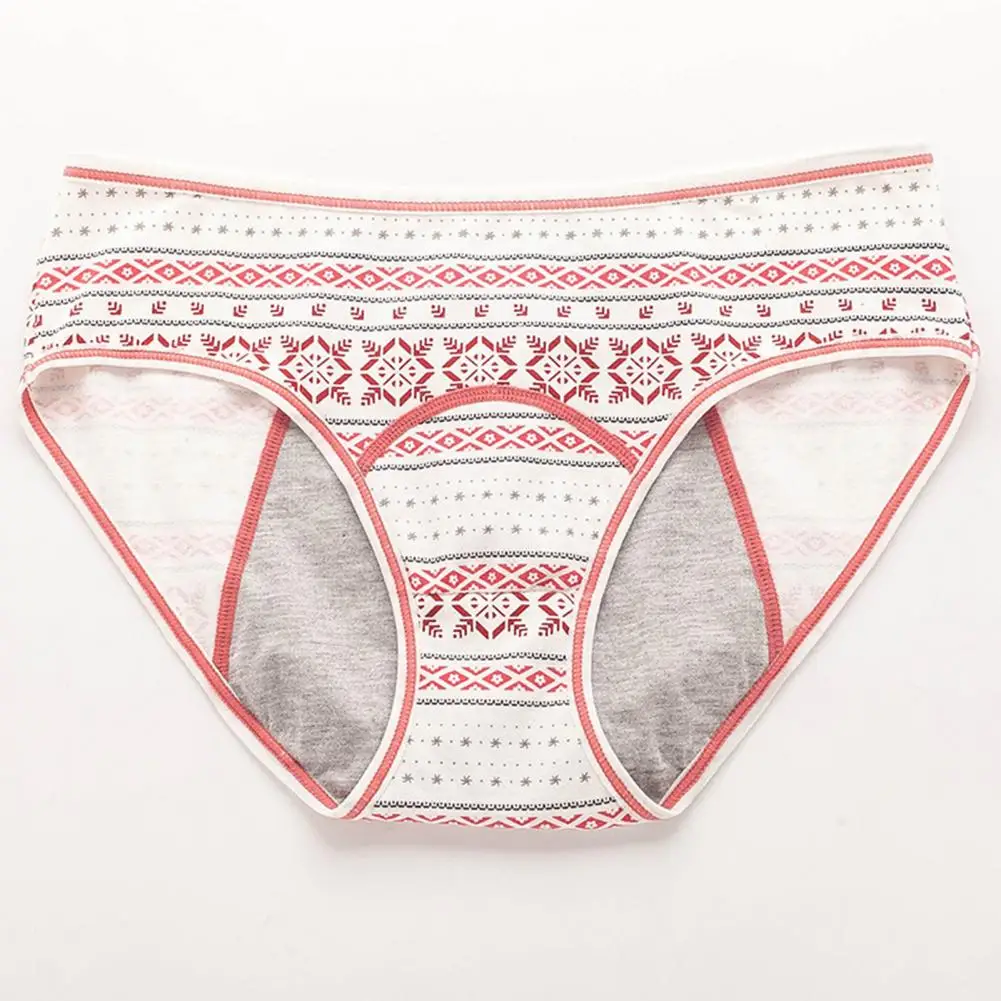 Absorbent Period Panties Women Menstrual Underwear High Waist Geometric Print Period Leakproof for Women Elastic for Wear