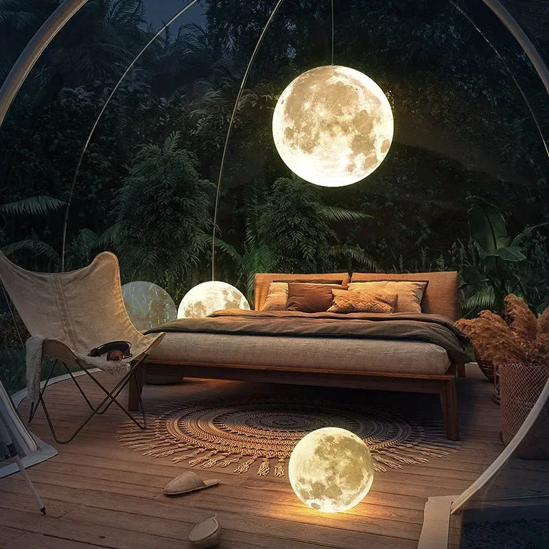 Nordic Modern Full Moon Chandelier Creative Retro Art Ball Home Decor Lamp Unique Lighting Fixture