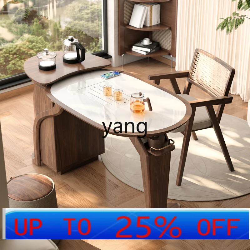 

LTT solid wood balcony tea table new Chinese small apartment modern simple rock slab tea table