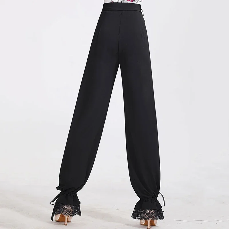 2023 nuovi pantaloni da ballo latino da donna Performance National Standard valzer Pants Ladies Black Modern Ballroom Dancewear Costumes