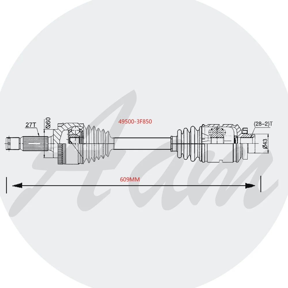 Brand New Front Right CV Axle Drive Shaft Outer Shaft For Kia Amanti Opirus 49500-3F850 495003F850 49500-3F750 495003F750