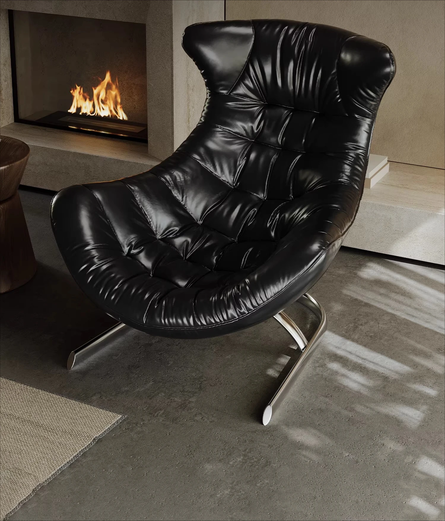 

Italian minimalist living room rocking chair, leather designer lounge chair, postmodern single sofa chair