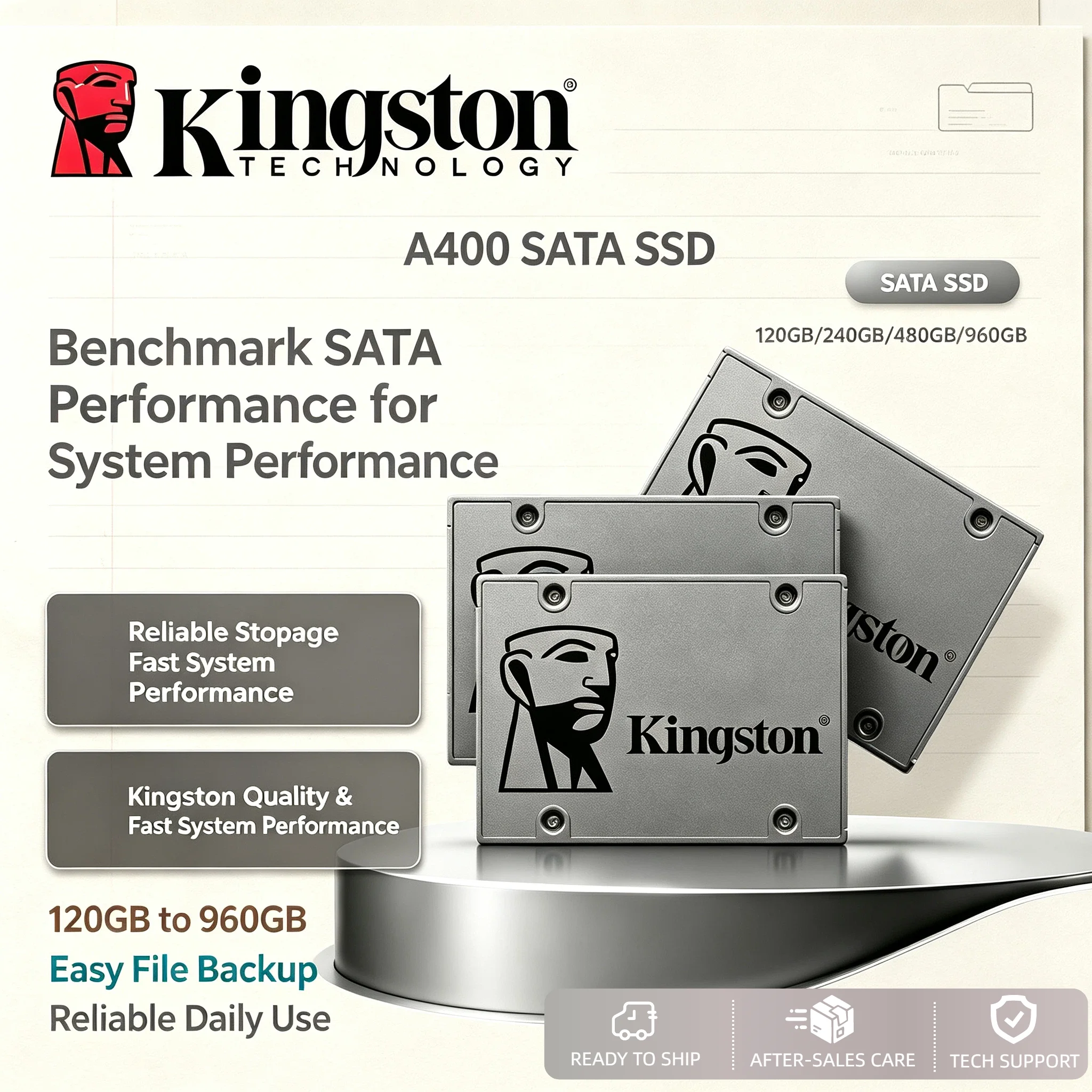 Kingston A400 Internal SSD Drive 480GB 960GB 240GB 120GB SATA III 2.5 Inch Solid State for Laptop Desktop PC Pro Unit