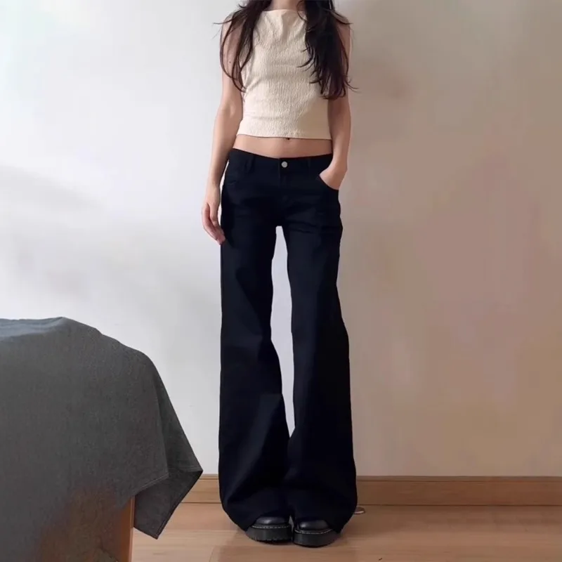 

American Spice Girl Low Waist Wide Leg Jeans Women's Spring and Autumn Low Waist Loose Straight Pants
