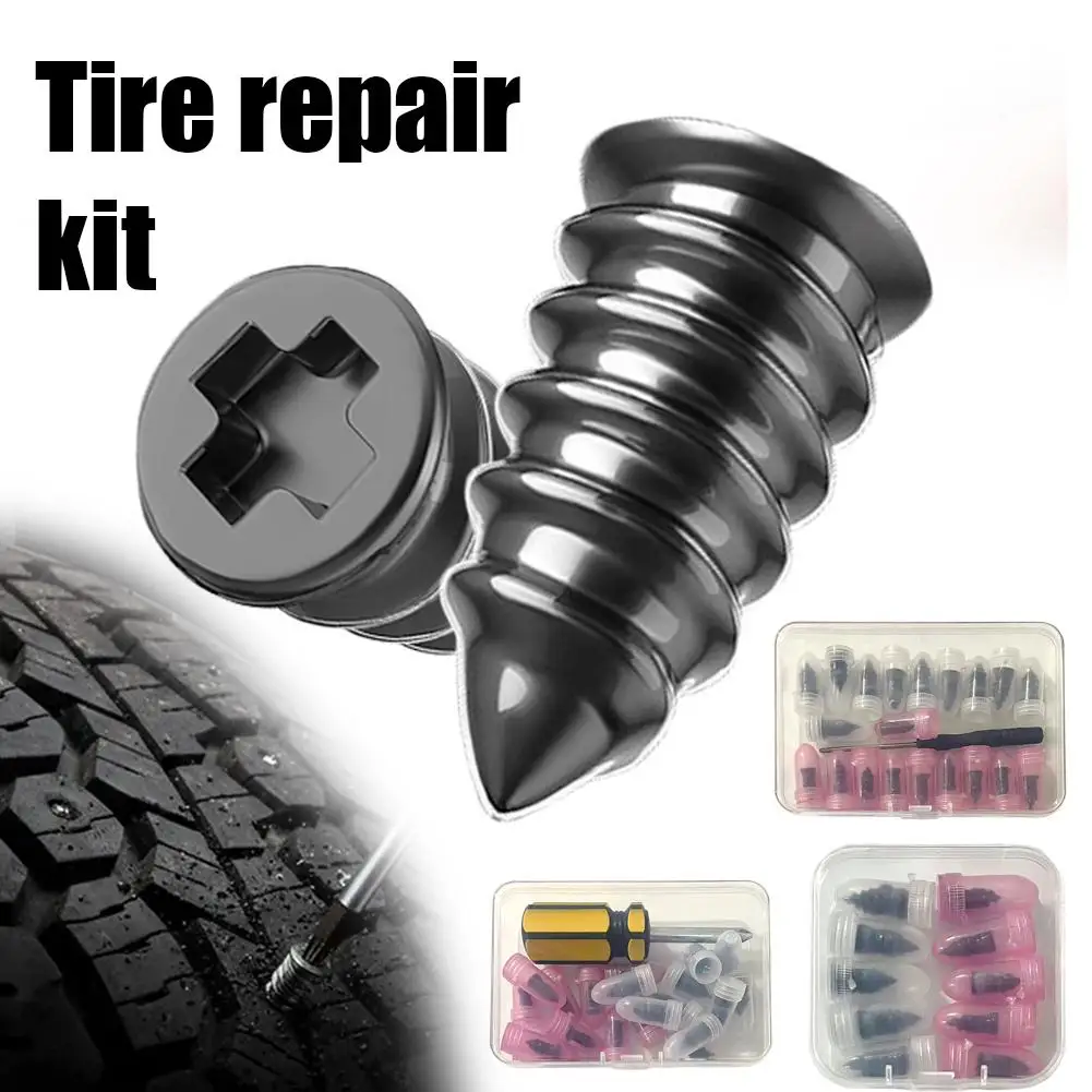 

Tire Repair Rubber Screw Kit Vacuum Car Tyre Repair Rubber Nail Set Universal Tire Screw Tubeless Repair Tools