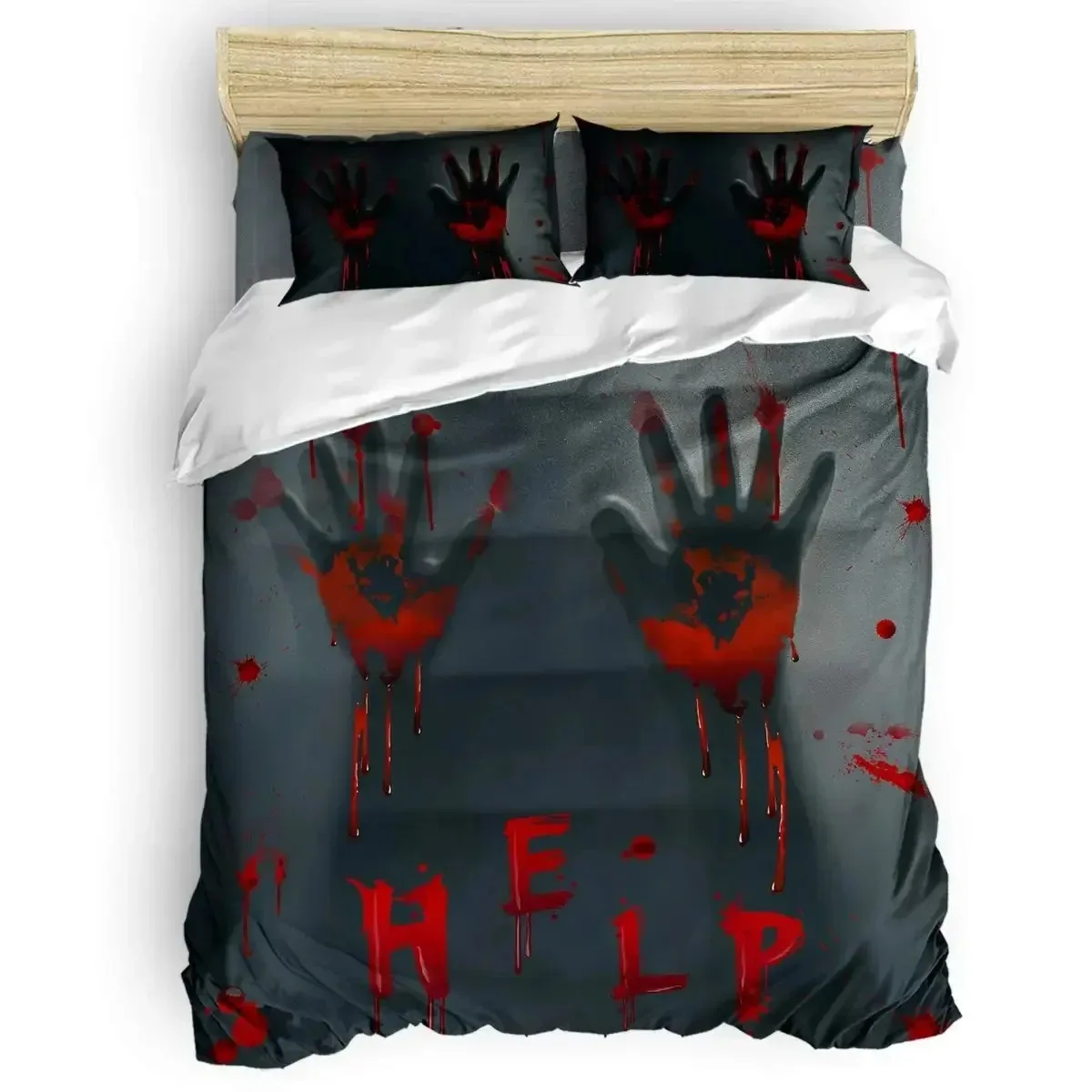 Scary Horror Movie Duvet Cover Set Dark Terror Killer Bloody Bedding Set Horrible Halloween Quilt Cover Single Double King Size