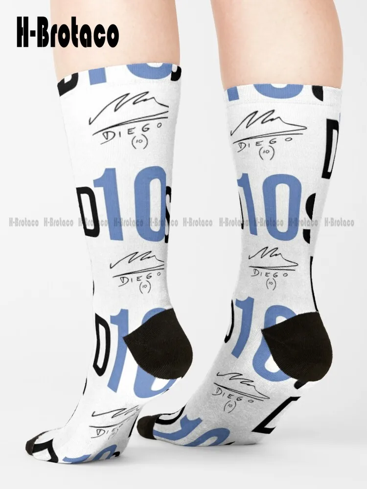 D10S - Maradona - Nicknames - Signature - Diego Maradona Socks Navy Soccer Socks Comfortable Best Girls Sports Ladies Sports Art