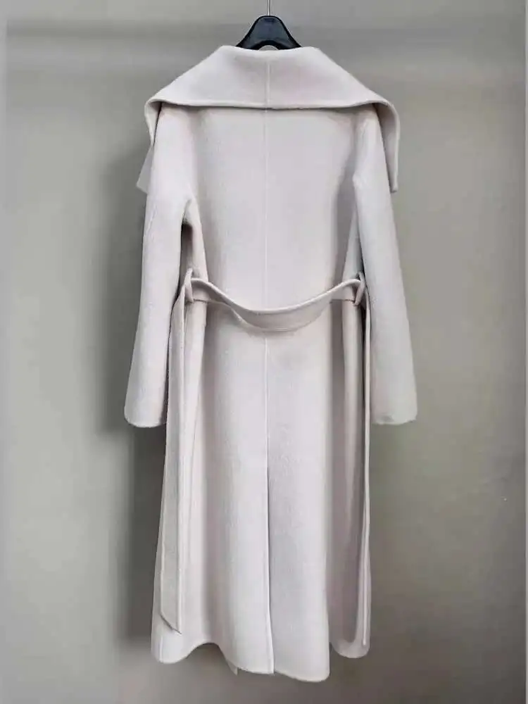 LANMREM Women Double Sided Cashmere Coat Made Of Alpaca Wool Lapel