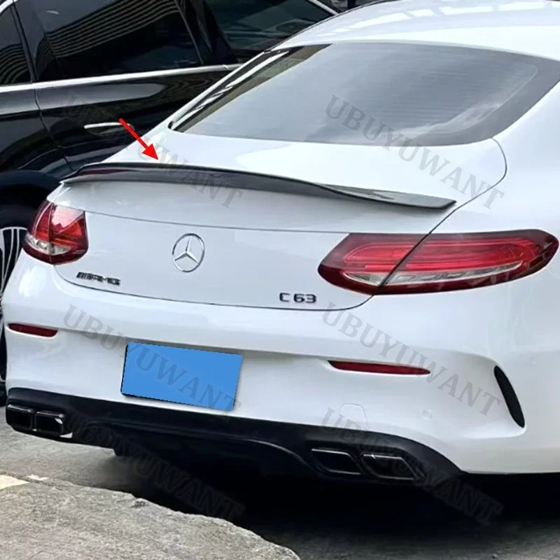 For Benz C-Class C205 C Coupe 2-Door 15-21 Rear Trunk Lip ABS Black Wing Spoiler Car Styling  Original factory Car Accessories