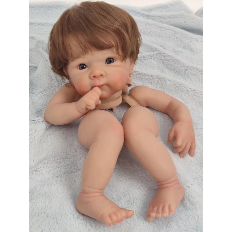 17inch Already Painted Baby Reborn Doll Kits with Many Details Veins Unassembled Doll Parts Cloth Body Eyes Hand Rooted Hair