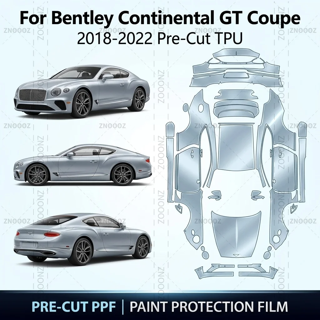 For Bentley Continental GT Coupe 2018-2022 Pre-Cut TPU PPF Paint Protection Self Full Vehicle Glossy Clear Matte Black