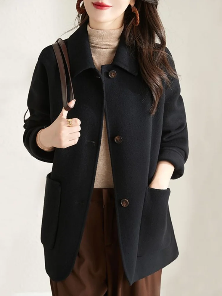 Loose Wool Coats for Women 2023 Autumn/Winter New Fashion Grey Coat Slim Temperament Single Breasted Woolen Cloth Women\'s Jacket