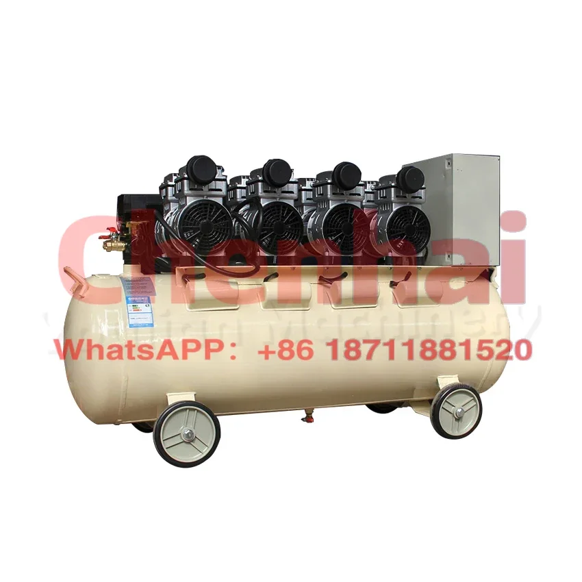 Electric Piston Air Compressor Motor Machine Portable Small Piston Pump High Pressure Oil Free 500 Liter 10 Bar Milk Yellow 120L