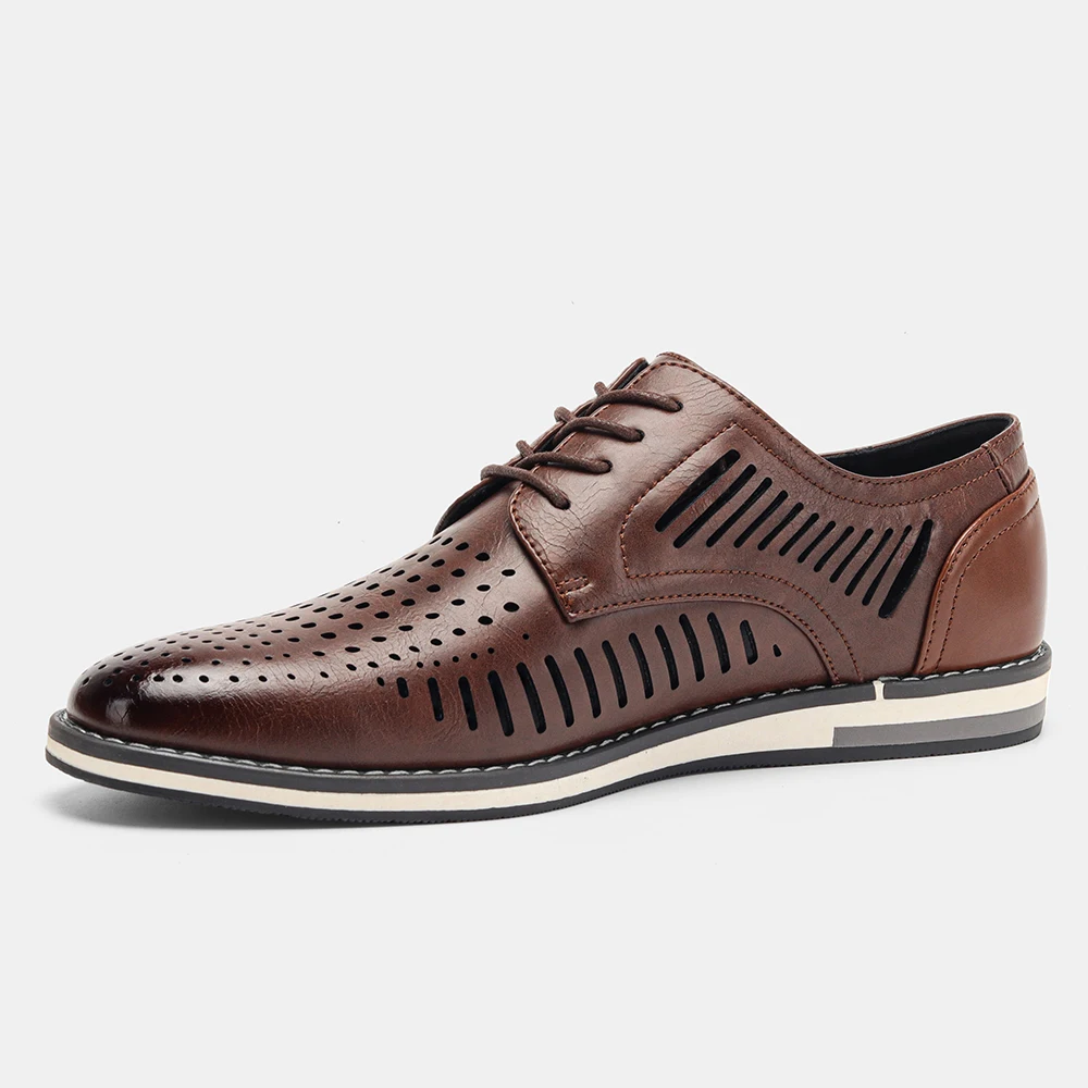 Men's Casual Shoes Cutout-Style Side Pattern Shoes For Man Daily Wear Man Shoes Stitched Overlays Burnished Finish