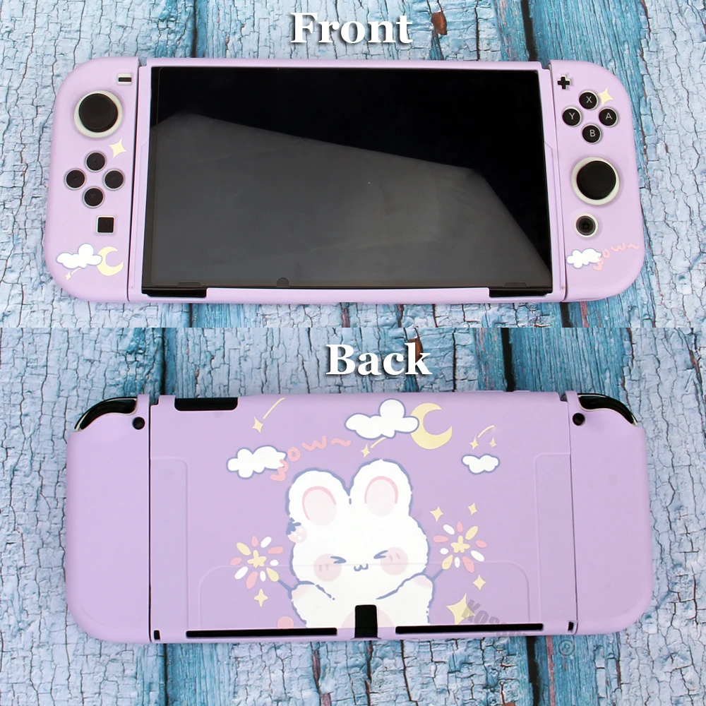 Cute Cartoon TPU Soft Protective Case Shell For Nintendo Switch OLED Game Console Purple Cover Shell For Nintend Switch OLED