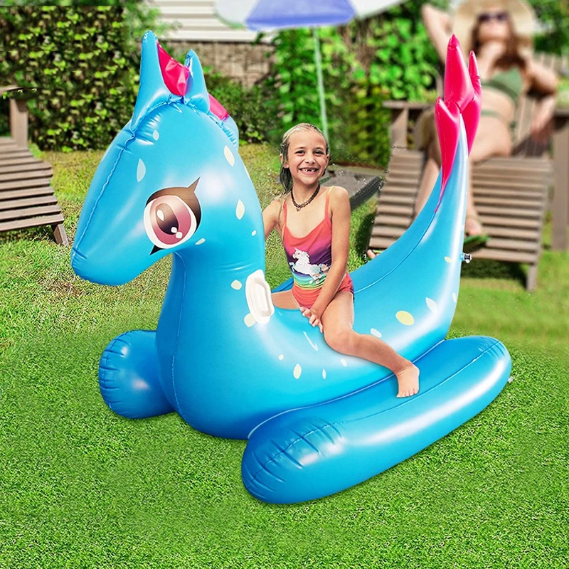 

Inflatable Pool Float for Kids Adults Ride on Dinosaur Dragon Splash Pool Raft Summer Swimming Floating Row Beach Party Toys