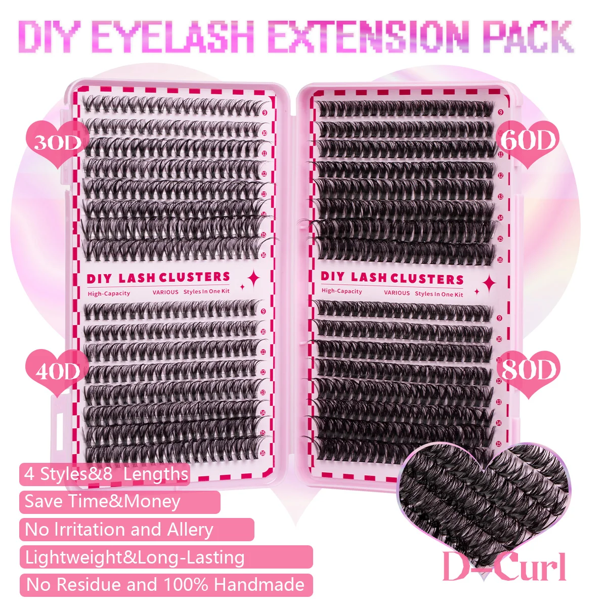 Falsche Wimpern, natürliche Volumencluster, Locken, 9–16 mm, DIY-Wimpernverlängerung für Feiertage, Partys im Alltag