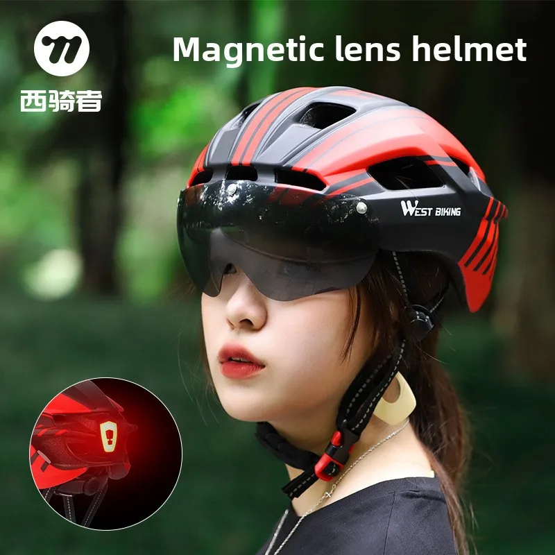 

WEST BIKING Cycling Helmet Mountain Road Integrated Molding Helmet with Goggles Bicycle Helmet Equipment