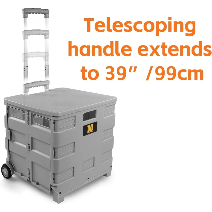 50876 عربة بقالة دوللي قابلة للطي باللون الرمادي قابلة للطي متعددة الوظائف مع مساحة تخزين إضافية وعجلات متينة وE