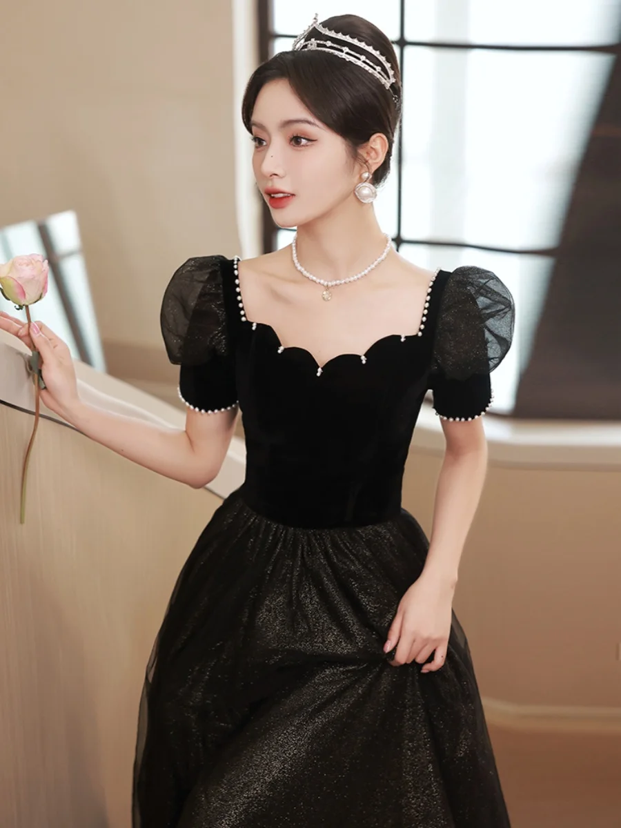 

Вечернее платье Ele Bla в стиле Хепберн с коротким рукавом, длинное, для выступлений и мероприятий, класса люкс