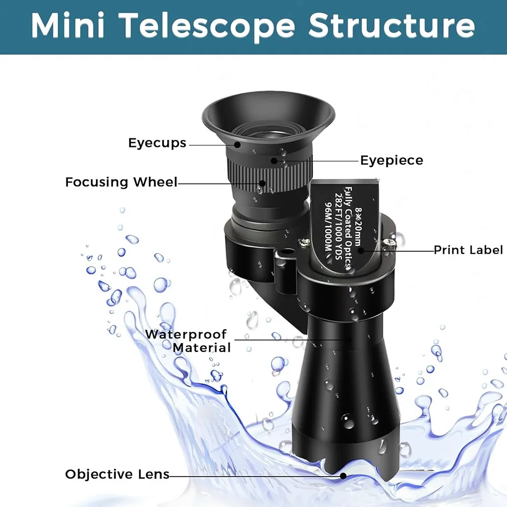 Portable HD Mini Pocket Monocular Telescope High Magnification Zoom Outdoor Fishing Telescope for Hunting Camping Mountaineering