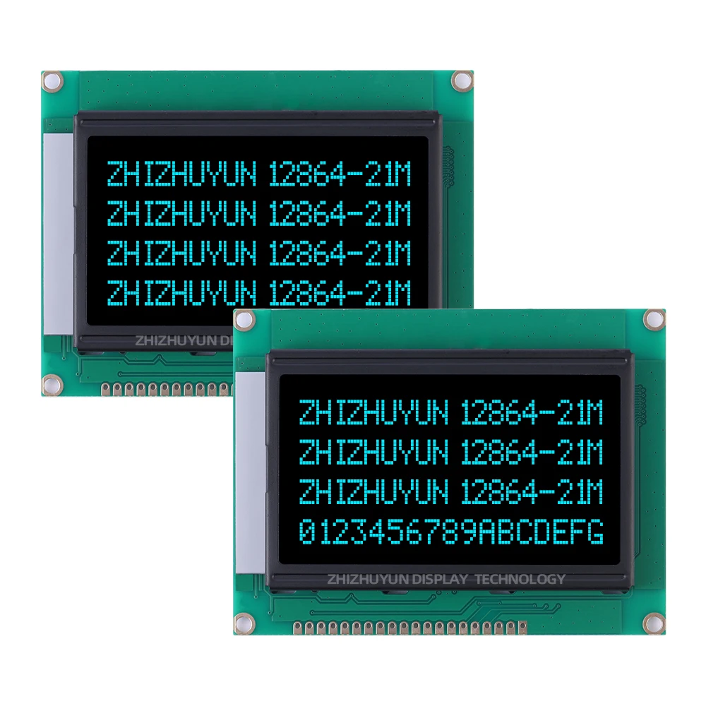 12864-21M LCD Screen Display Device DFSTN Black Film Emerald Green Characters English LCD Display Screen Export To Singapore