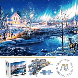 1000 Pieces Snow Night Aurora Jigsaw Puzzles for Adults Home Decor Games Family Fun Floor Puzzles Educational Toys