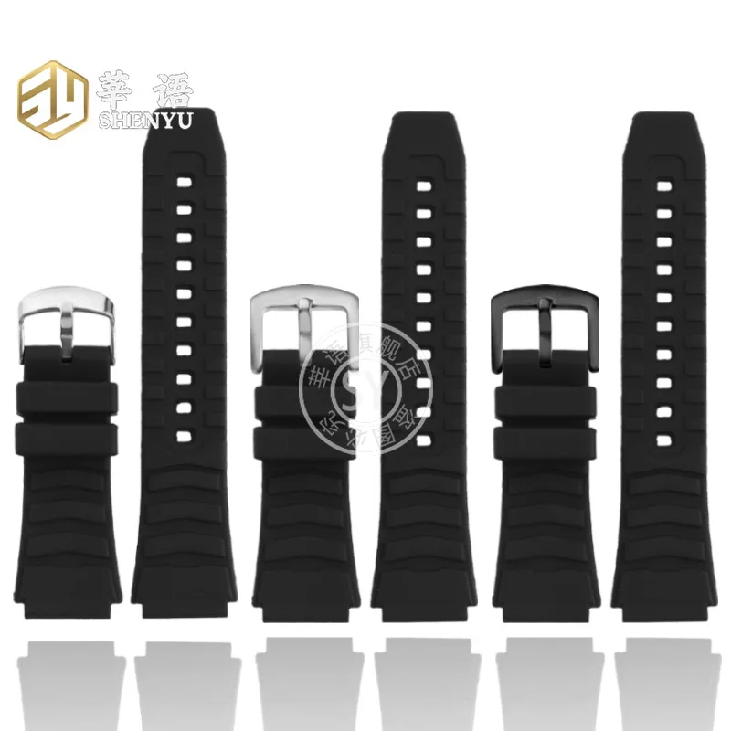 Shenyu Silicone Watchband For Casio MWA-100HD-1A MWD-100H series silicone rubber male Watch strap with Convex Interface 20mm