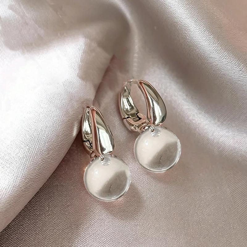 2026 Harz-Ohrringhaken mit transparenter runder Kugel, koreanischer Modeschmuck für Mädchen und Frauen, vielseitiges Accessoire, neues Design – Detail 9