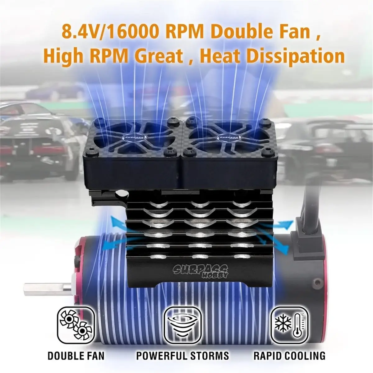 (A30I]  RC Motor Cooling Fan 40mm Heat Dissipation Double Cool Fans for 1/5 1/8 1/10 RC Car 4068 4076 4274 Motor
