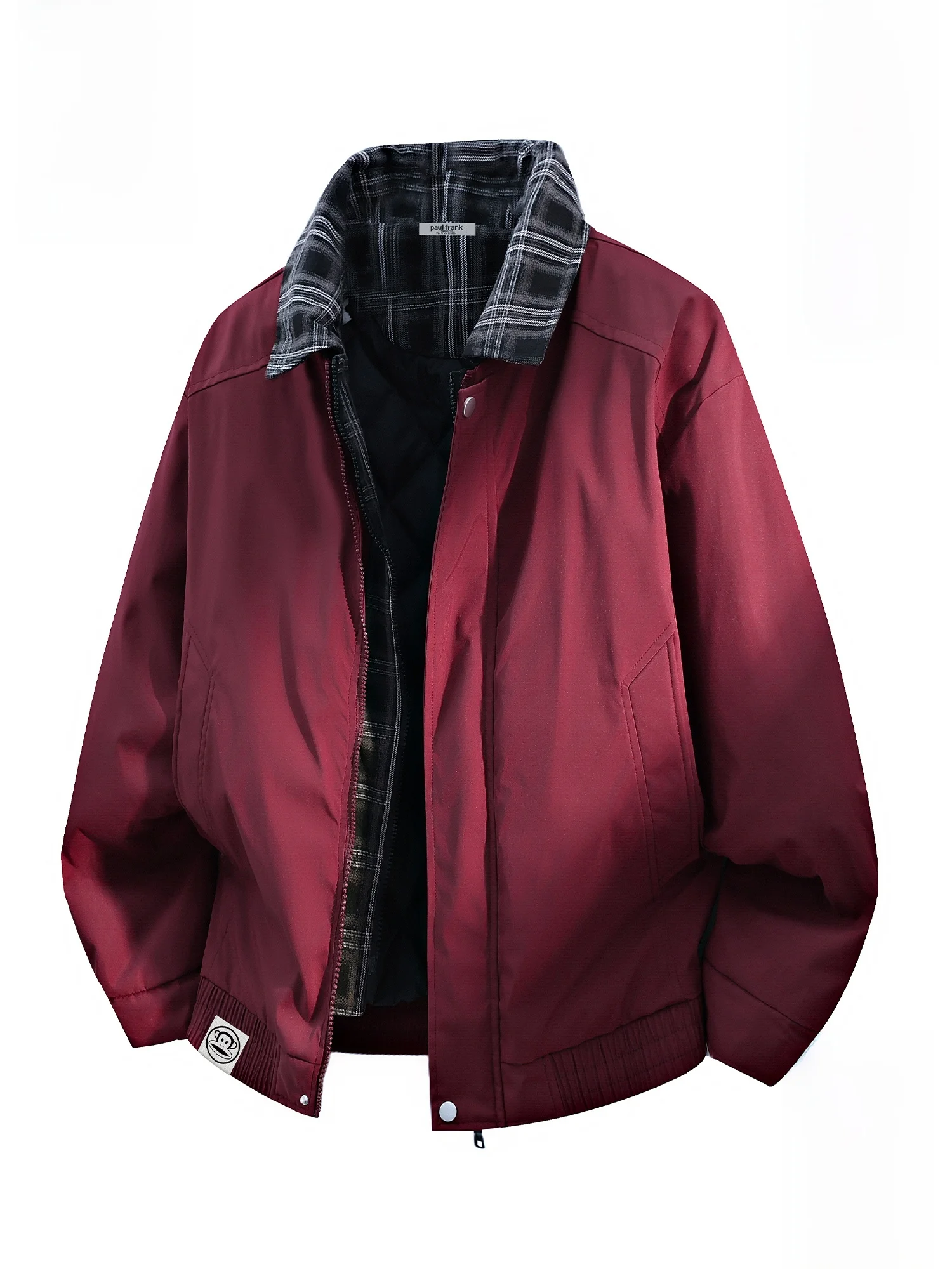 

PaulFrank Winter Thiened Retro Plaid Collar Men's Cotton Jaet Fake Two-Piece Loose Fit Warm Youth Faion Stand Size