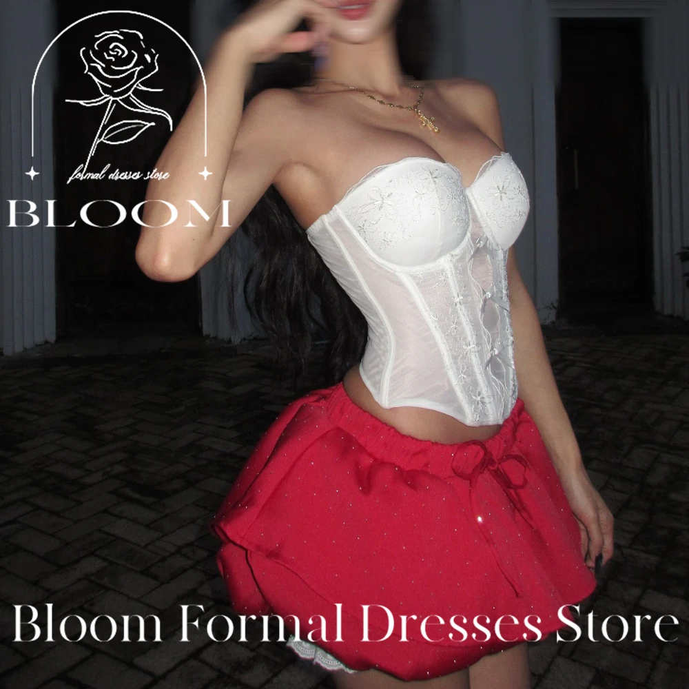 Bloom personalizado sem mangas espartilho vestido de cocktail sexy contraste cor de duas peças senhoras vestidos para ocasião especial a linha mulher