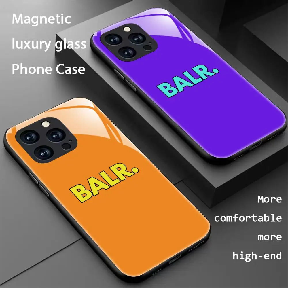 Funda de Teléfono con Logotipo de la Marca BALR para iPhone 17 16 15 14 13 12 11 X XR XS 8 Plus Mini Pro Max, Funda Magnética de Vidrio
