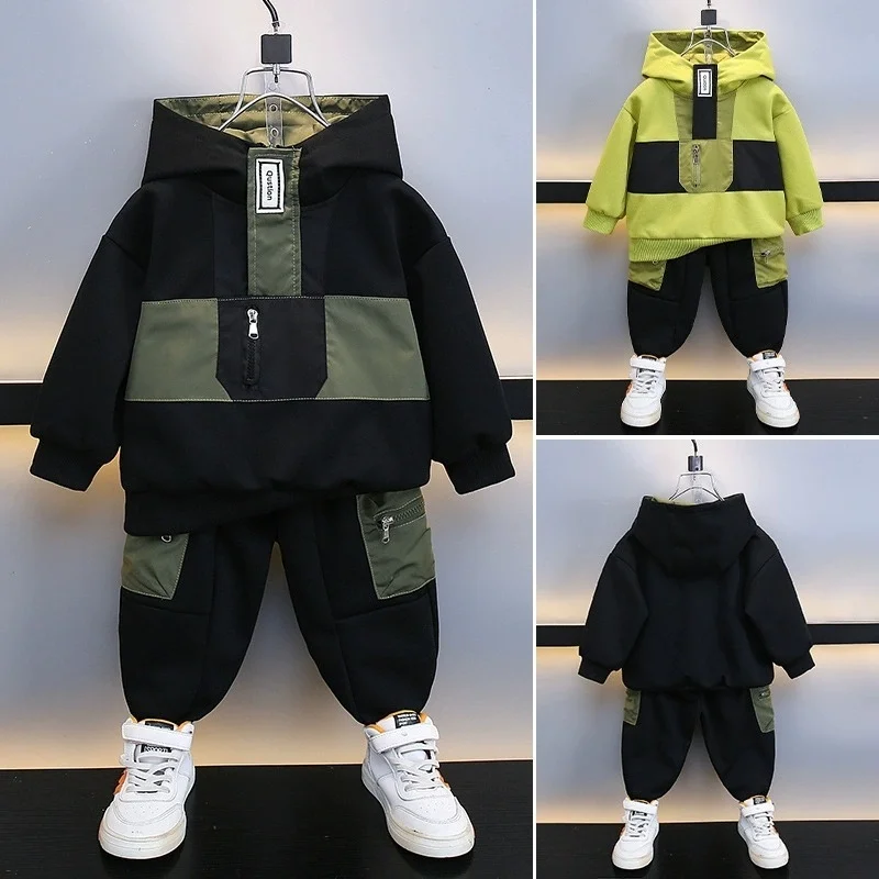 Boys' Hooded Sweatshirt Set 2026, Children's Clothing, Big Kids' Apparel, Boys' Set, Boys' Top and Bottom Set, Kids' Autumn Wear