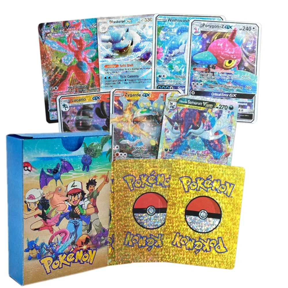 New 27-55pcs Pokemon Cards Diamond 3D Colorful Cosplay Gold Vmax GX Charizard Pikachu Rare Battle Collection Card Kids Toy Gifts