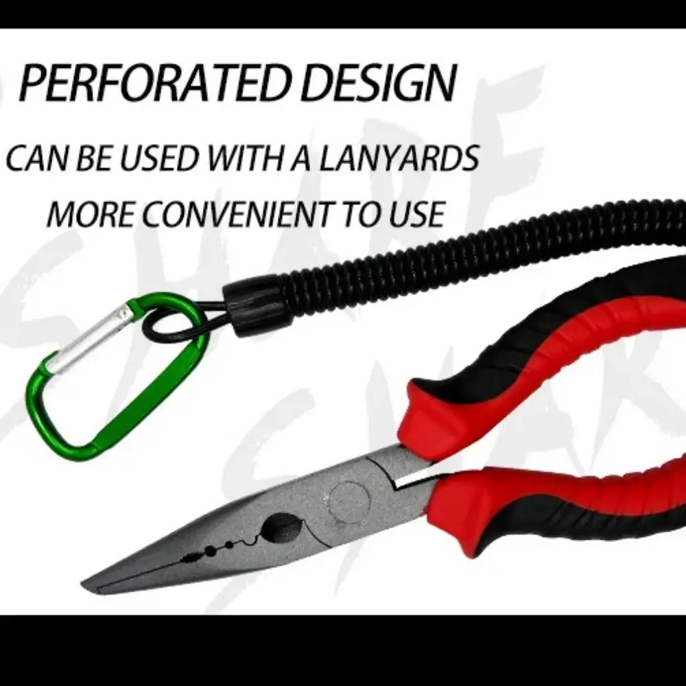 

High Carbon Steel Fishing Pliers Line Cutter Split Pliers Fish Mouth Pliers Hook Remover Bent Long Nose with Rubber Handle