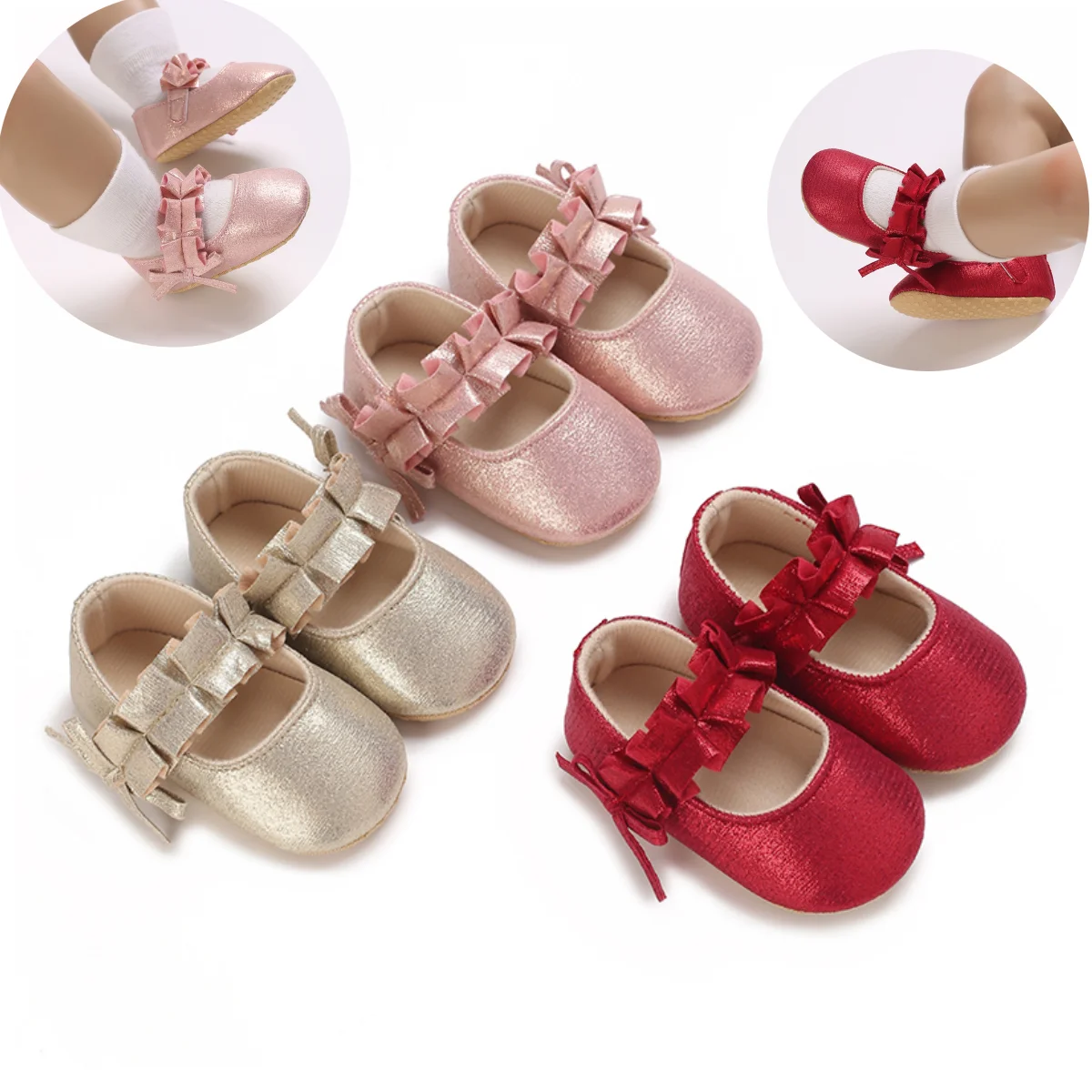 Sweet Autumn Baby Girl Princess Shoes 0-1 Year Casual Anti-Slip Bow Sneakers Spring Toddler Soft Soled First Walkers 0-18 Months