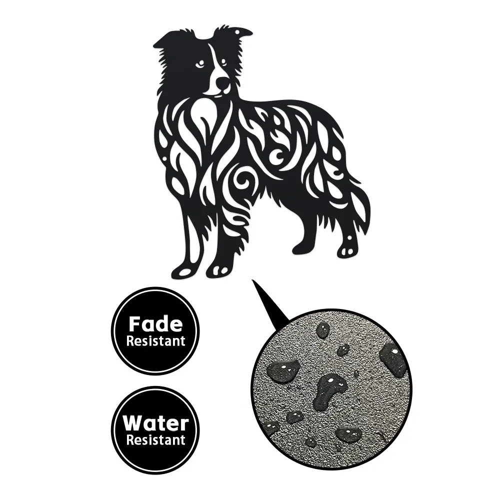Charming Metal Border Collie Wall Art - Iron Dog Silhouette with Intricate Patterns, Perfect for Outdoor Garden, Dog Decor