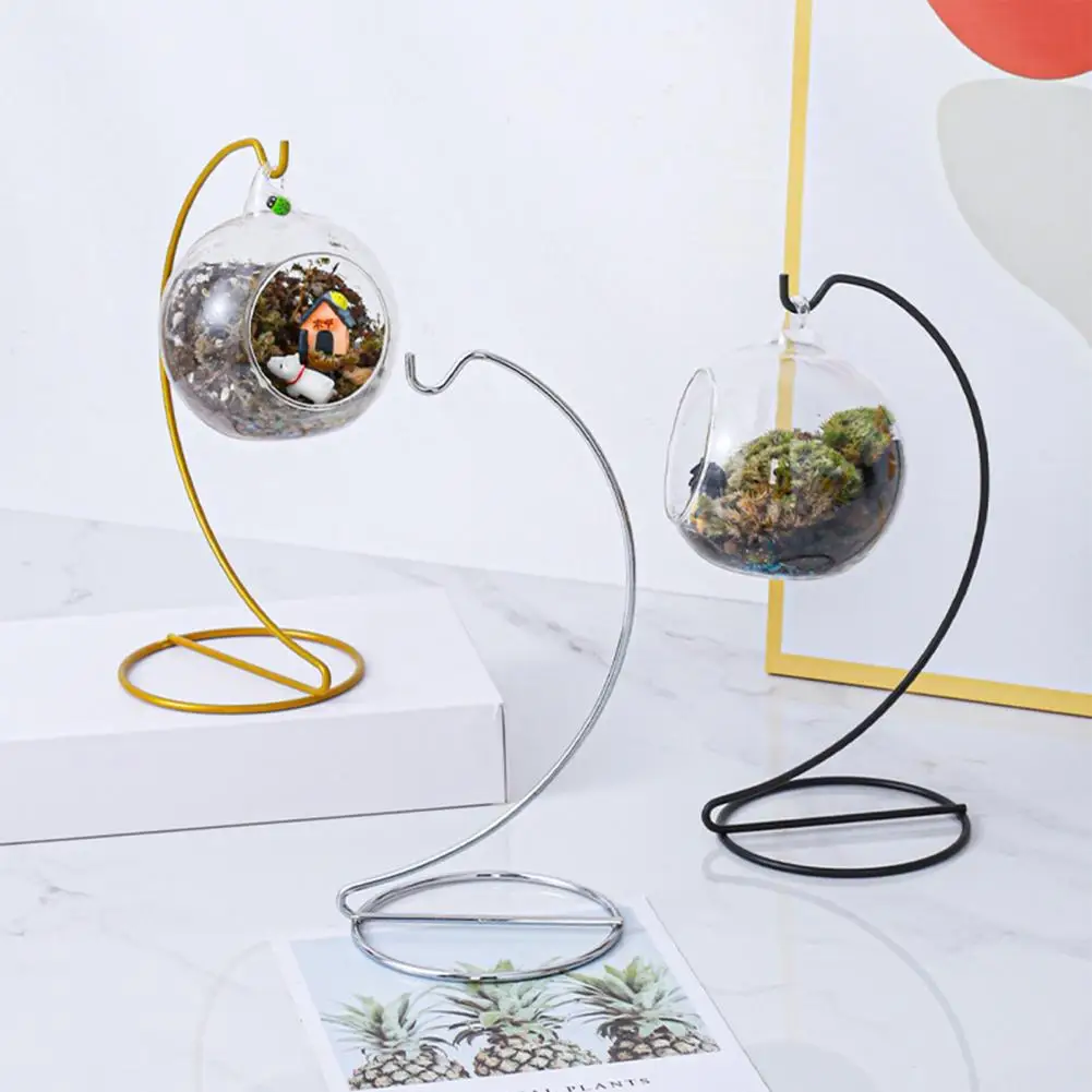 Glass Balls Ornament Stand Holder Spiral Air Plant Holder with Stable Iron Base Terrarium Witch Ball Stand Home Decoration