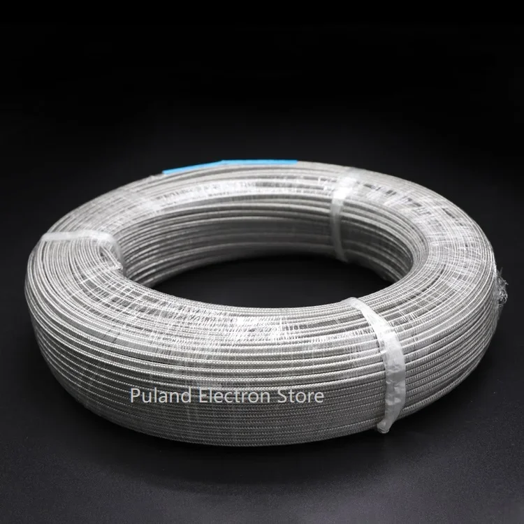 KX Type 2Cores x 0.8,0.6,0.5,0.4,7x0.2mm Thermocouple Wire Stainless Steel Shield Fiber Braid Insulated High Temperature Cable
