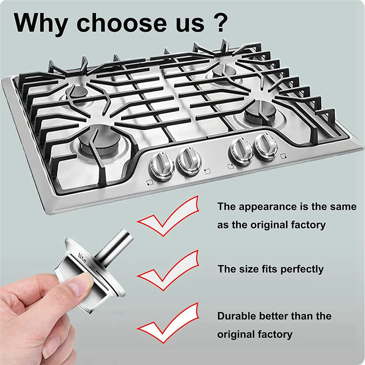 ترقية A72P 4 عبوات 5304525746 مقبض الموقد لـ، مقابض نطاق الغاز، أجزاء موقد الغاز، استبدال مقبض التحكم 5304504839 #5