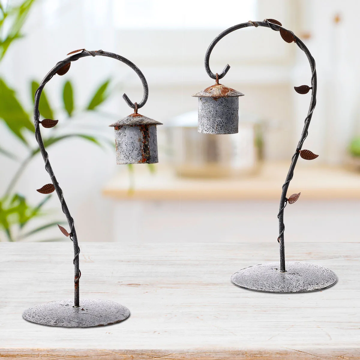 

Nest Decor Light Grey Micro Landscape Hanging Rack Bird Cage Stand Desktop Ornament For Home Garden