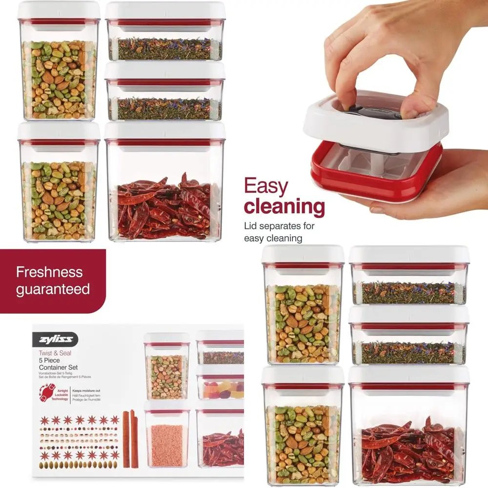 

5-Piece Airtight Storage Set - BPA-Free Containers for Coffee, Sugar, Cereal, Flour, Pasta & Snacks