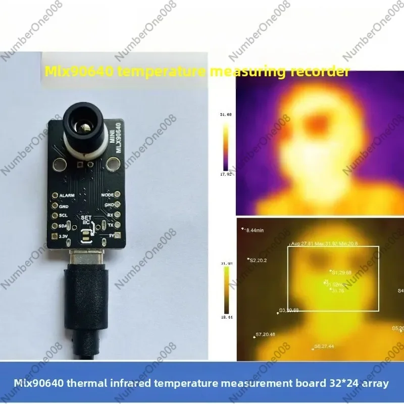 MLX90640 Infrared Thermal Imager, Multi-point Real-time Temperature Measurement Acquisition and Record Analysis