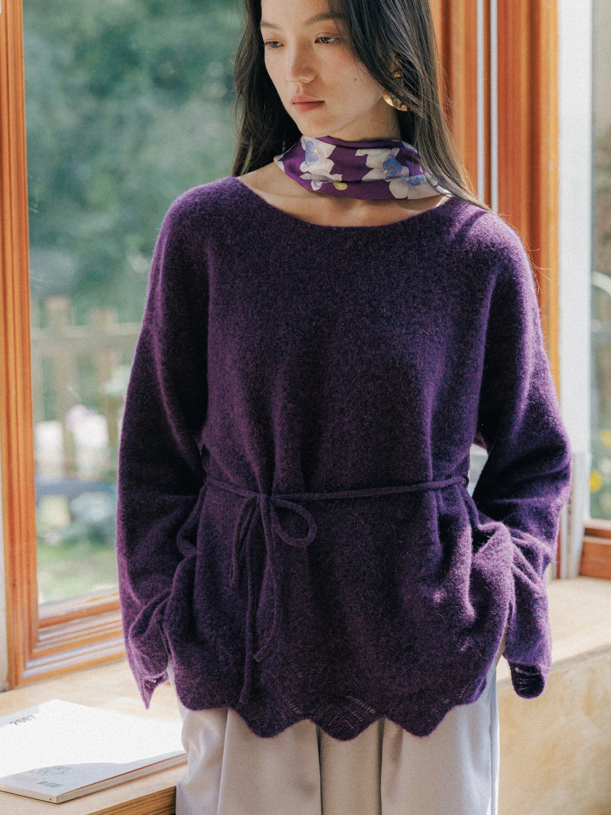 

SOTHEMOS 25FW Эксклюзивный цветной вязаный свитер из шерсти альпаки, винтажный дизайн, зимний женский мягкий длинный свитер с крючками и цветами...