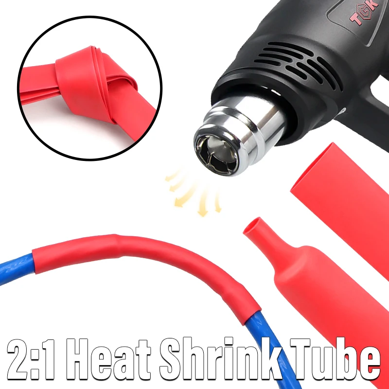 1/2/5M Red 2:1 Heat Shrink Tube Dia 0.6mm ~ 80mm Polyolefin Shrinkable Assortment Tube Insulation Cable Sleeving Sheath Wrap